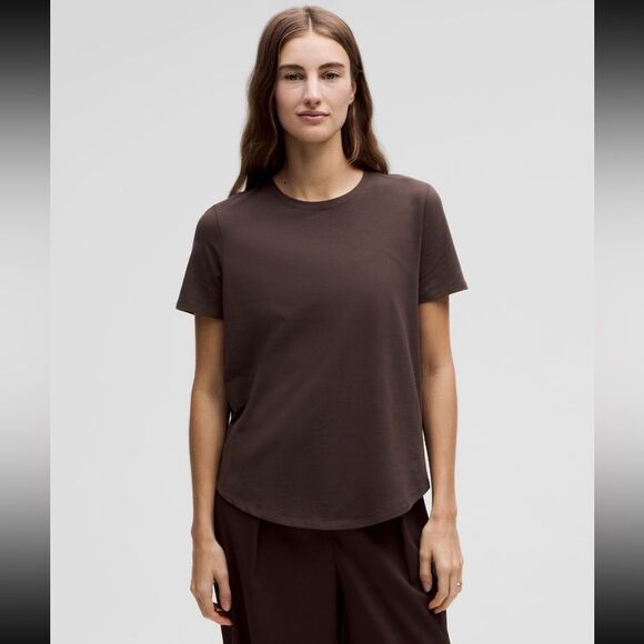 LOVE Curved-Hem Crewneck T-Shirt - Espresso ESPR - Sz 14 - NWT Lululemon - brown - Picture 1 of 9